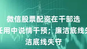 微信股票配资在干部选拔任用中说情干预；廉洁底线失守